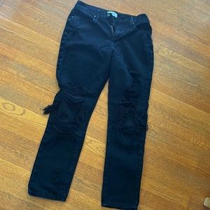 JBD black jeans, super distressed at the knees